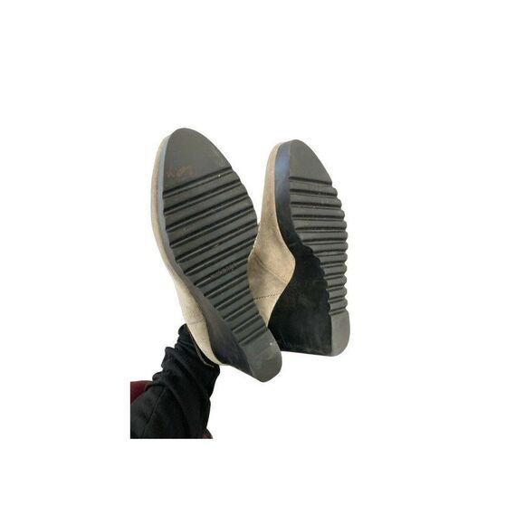 key te womens gray Brown Black taupe ankle wedge Leather booties boots 8.5 Italy - Picture 4 of 6